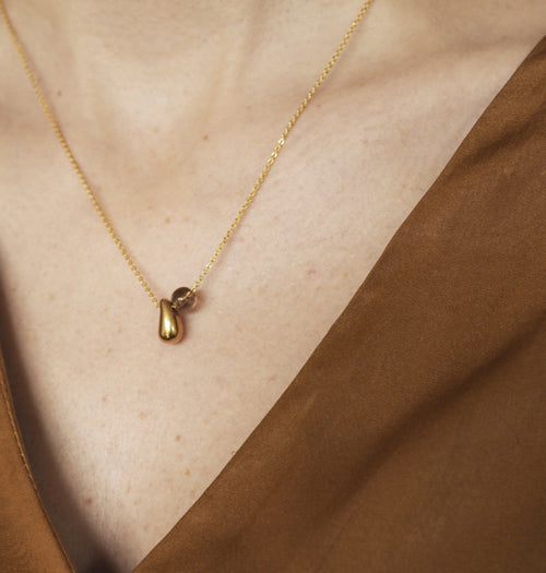 Kira Teardrop And Smokey Quartz Necklace