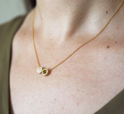 Brass Circle And Brass Disc Necklace