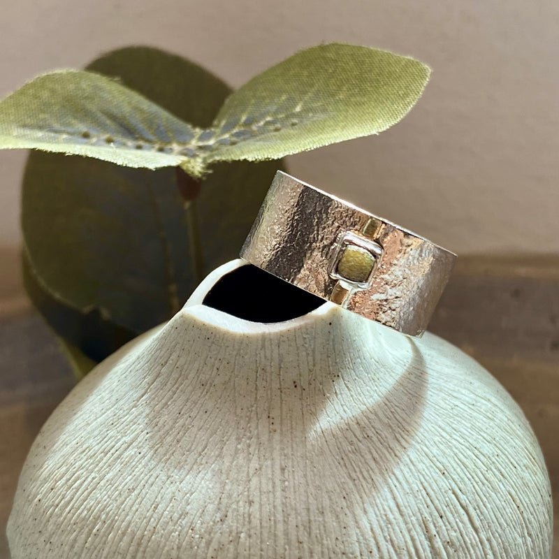 Rough Diamond Silver Textured Ring