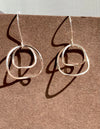 Silver Interlocking Double Circle Drop Earrings