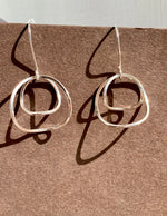 Silver Interlocking Double Circle Drop Earrings