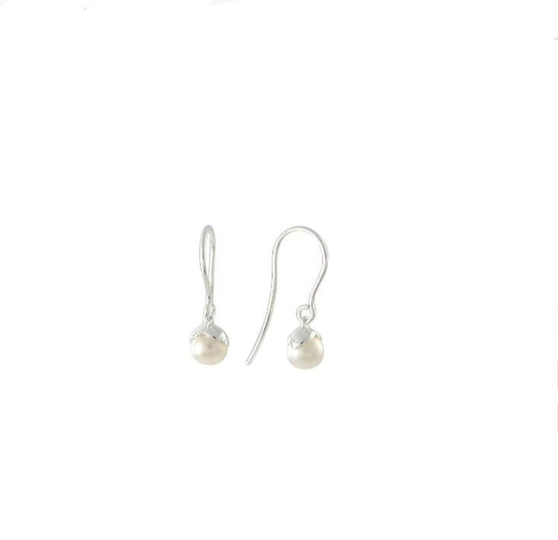 Round Drop Pearl Earrings