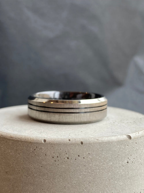 Zirconium Ring With Two Grooves