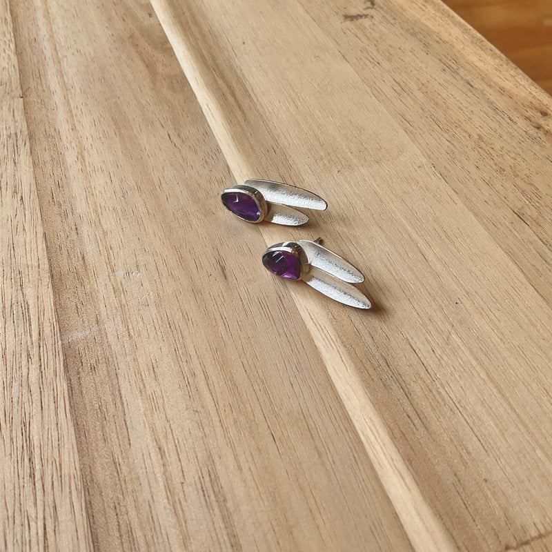 Small Lustre Rosecut Amethyst Earrings