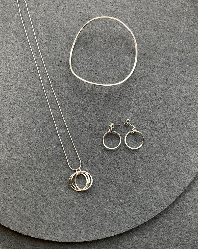 Curve Silver Drop Earrings