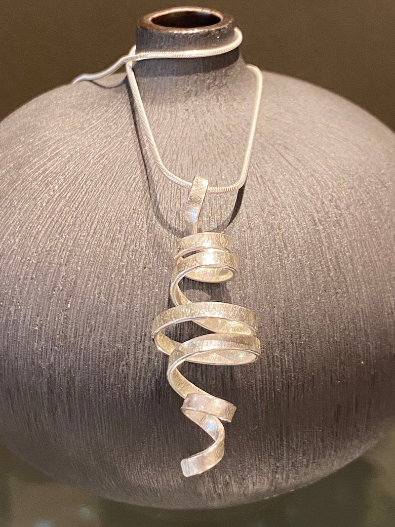 Large Spiral Drop Pendant on Snake Chain