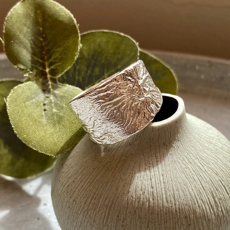 Chunky Textured Tapered Silver Ring