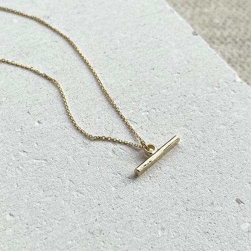 Solid Gold Mini T-Bar Necklace
