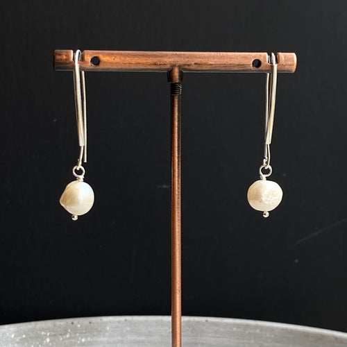 Silver Pearl Hook Earrings