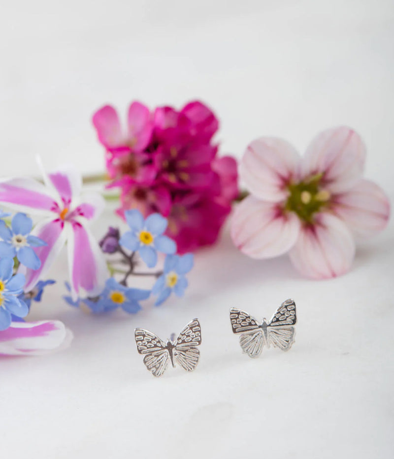 Silver Butterfly Stud Earrings