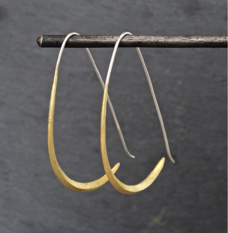 Two Toned Mixed Metals Hoop Earrings