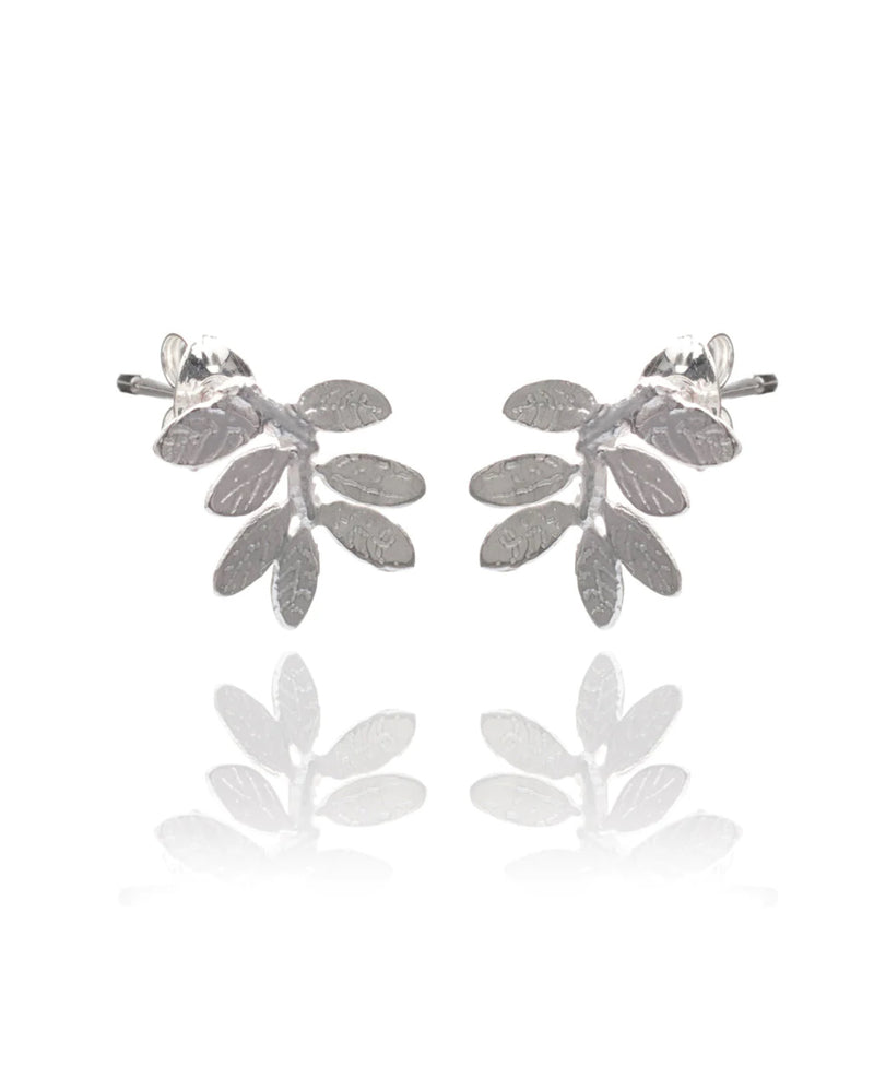 Silver Leaf Stud Earrings