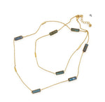MADISON AVENUE LABRADORITE BAGUETTE AND CHAIN LONG NECKLACE