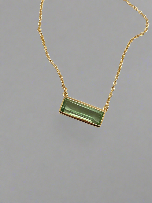 Green Amethyst Rectangle Pendant