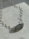 Almond Shape Tourmalinated Quartz Silver Necklace