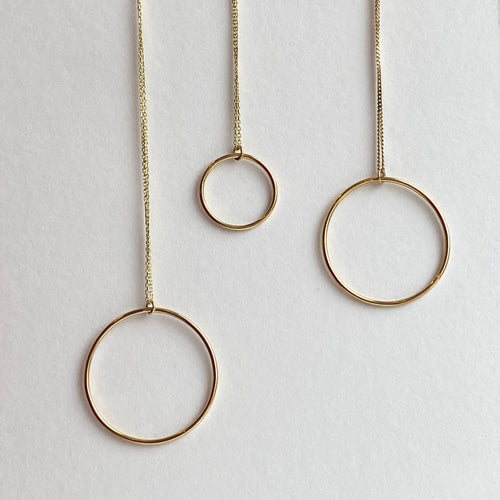 Large Gold Circle Necklace 16”