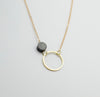 Black + Brass Open Circle And Dot Necklace