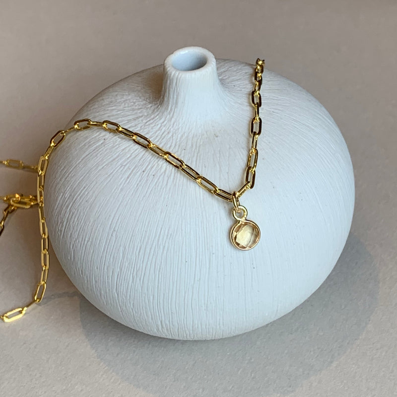 Gold Chain with Citrine Pendant