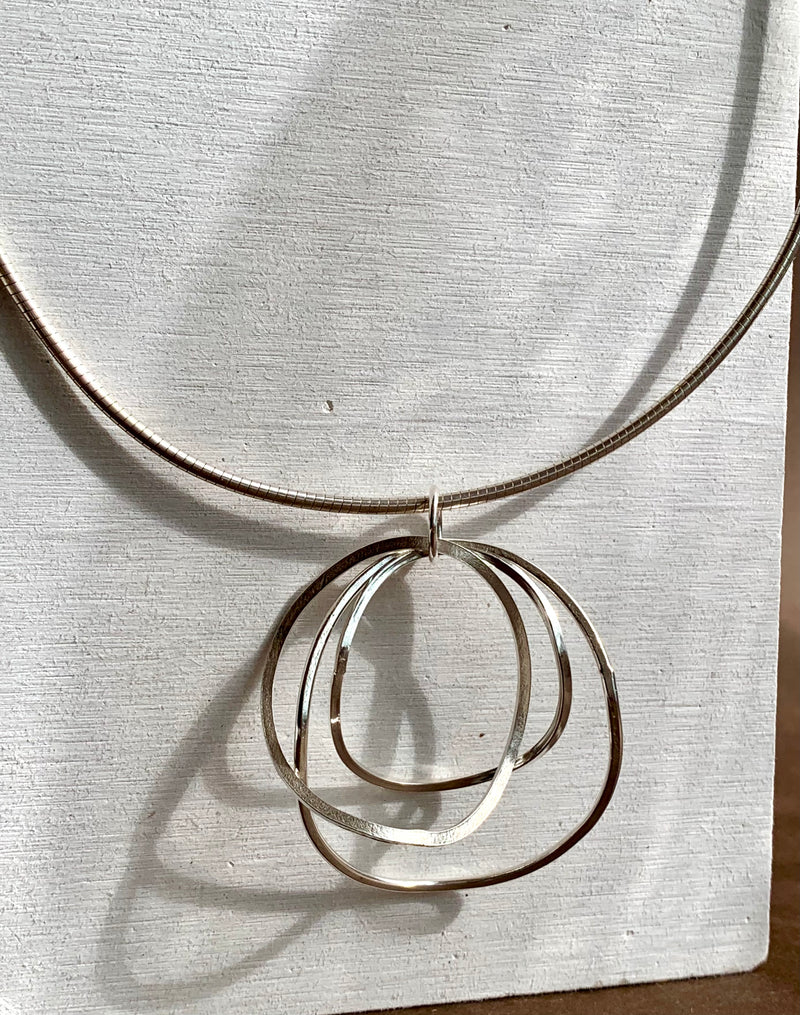 Multi Circle Linked Necklace On Chunky Snake Chain