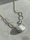 Oval White Howlite Stone Silver Necklace