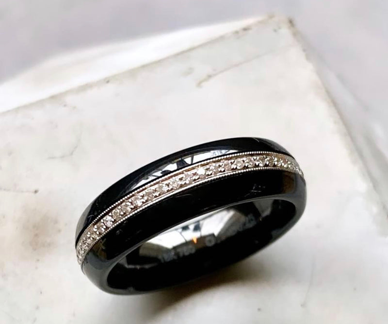 Full Eternity Diamond and Black Onyx Dress Ring