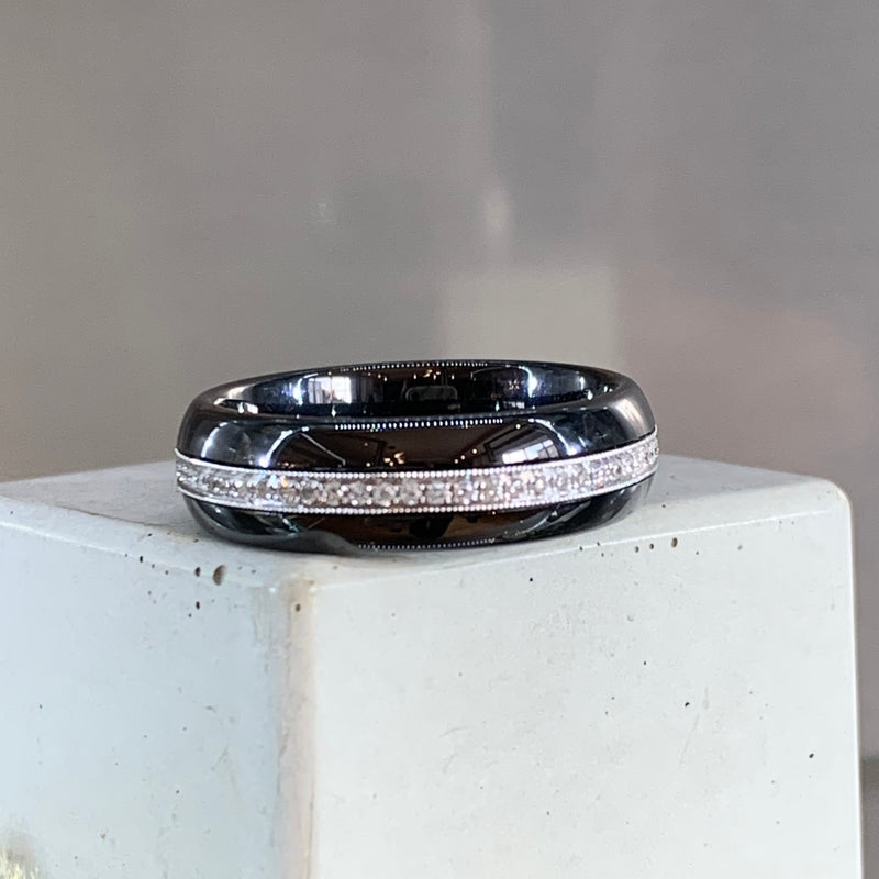 Full Eternity Diamond and Black Onyx Dress Ring