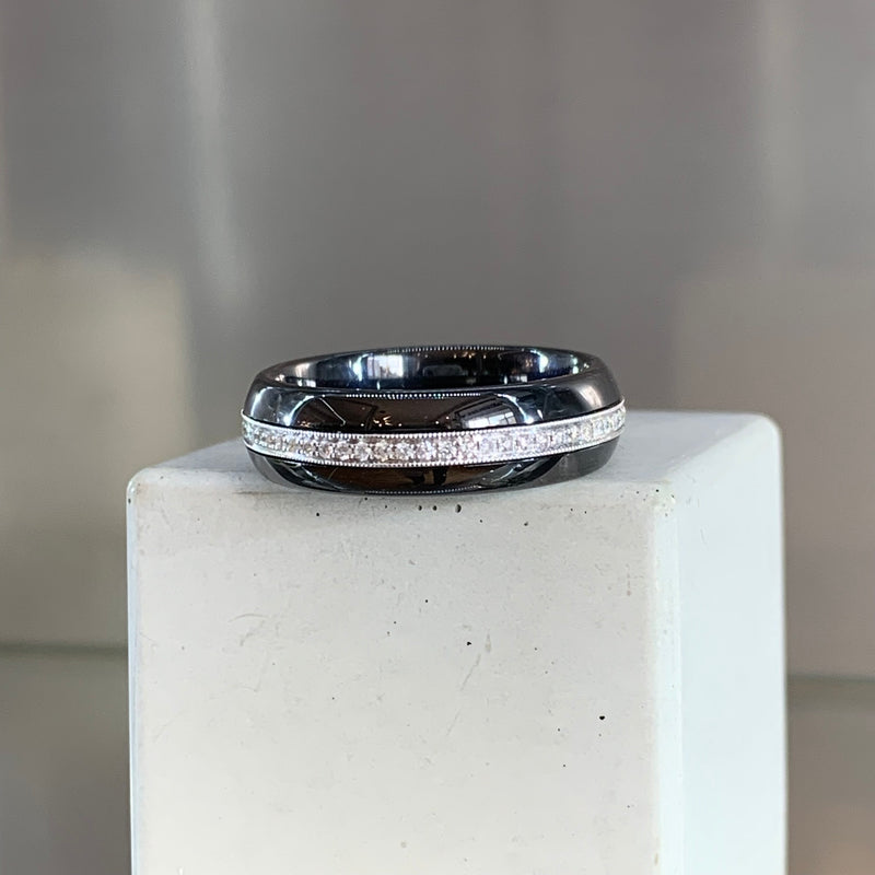 Full Eternity Diamond and Black Onyx Dress Ring