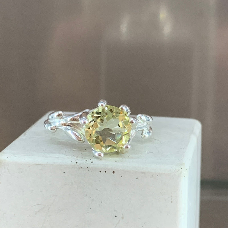Silver Coral Ring with Citrine