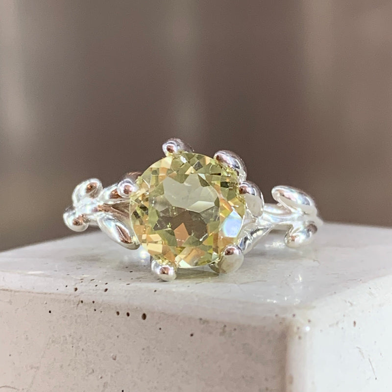 Silver Coral Ring with Citrine