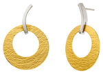 Silver And Gold Disc Drop Earrings