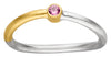 Silver And Gold Wave Ring With Pink Tourmaline