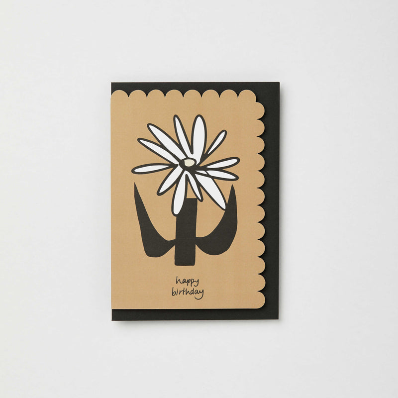 Happy Birthday abstract brown Dahlia card