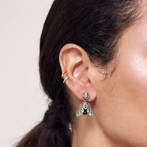 Moth Drop Earrings Tahition Pearl