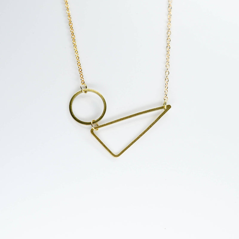 Mismatch Geometric Brass Shapes Necklace