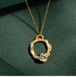 LARGE TURQUOISE AND GOLD VERMEIL ETERNITY NECKLACE