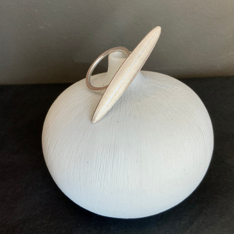 Small Single Barley Leaf Ring in Silver