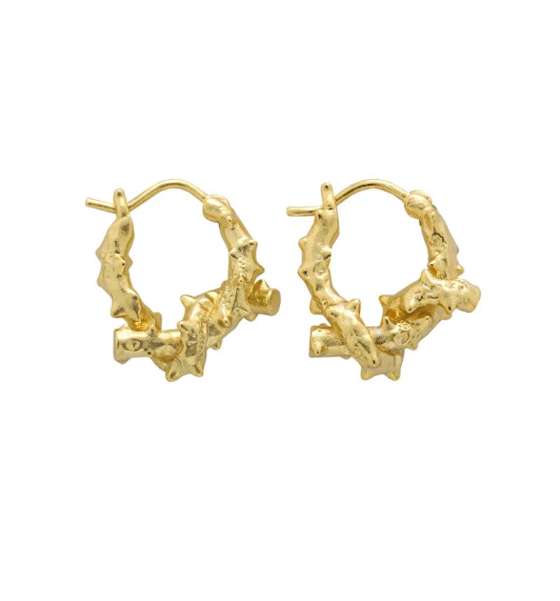 Gold organic Huggies style earrings