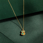 TURQUOISE AND GOLD VERMEIL PENDANT DROP NECKLACE