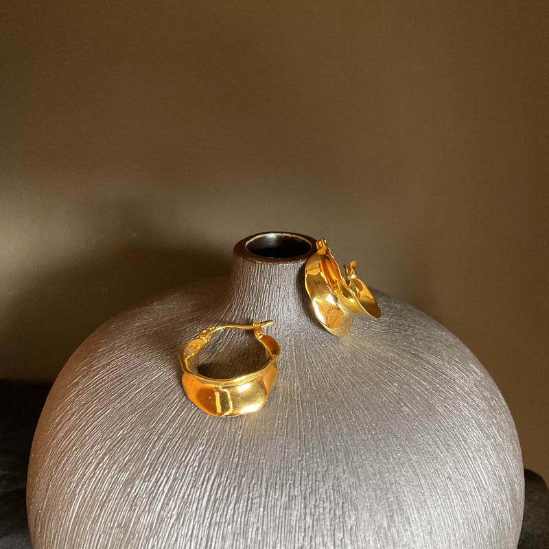 Shiny organic gold earrings
