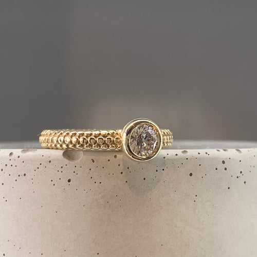 Dotty Textured  Solid Gold Diamond Ring