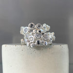 Dotty Silver Organic Eternity Style Salt & Pepper Diamond Ring