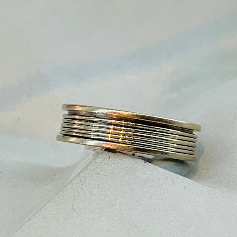White Gold Statement Spinner Style  Ring