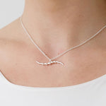 Gazelle Collection Silver Wave Bar Statement Pendant