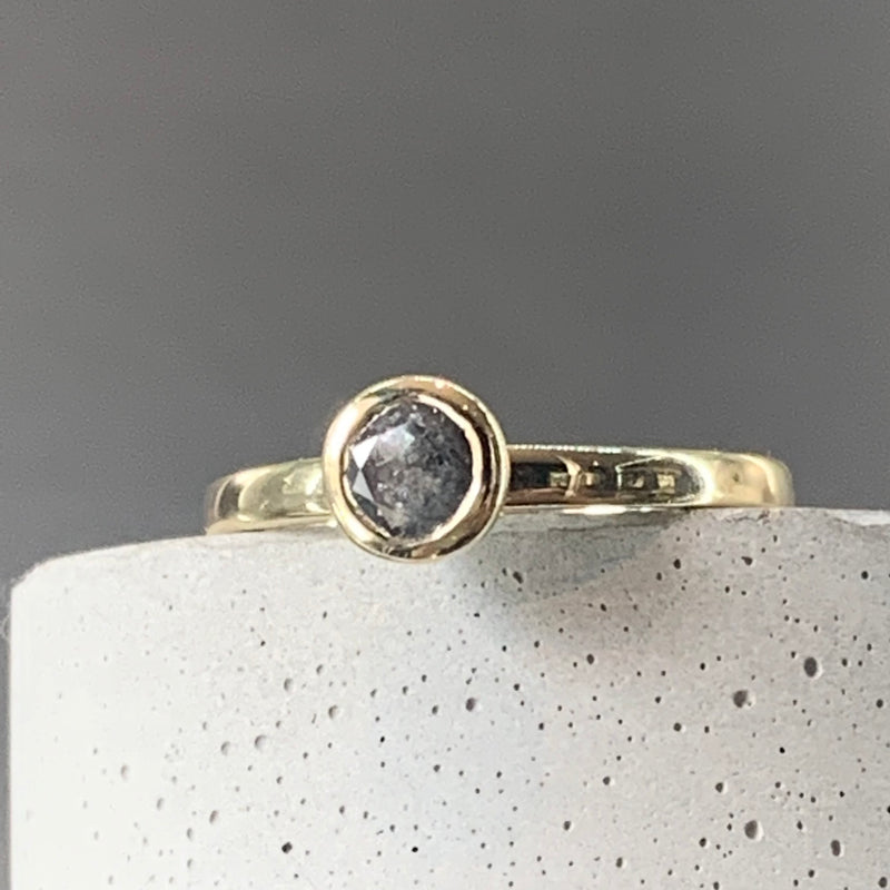 SOLD Dotty Solid Gold Grey  Diamond Ring