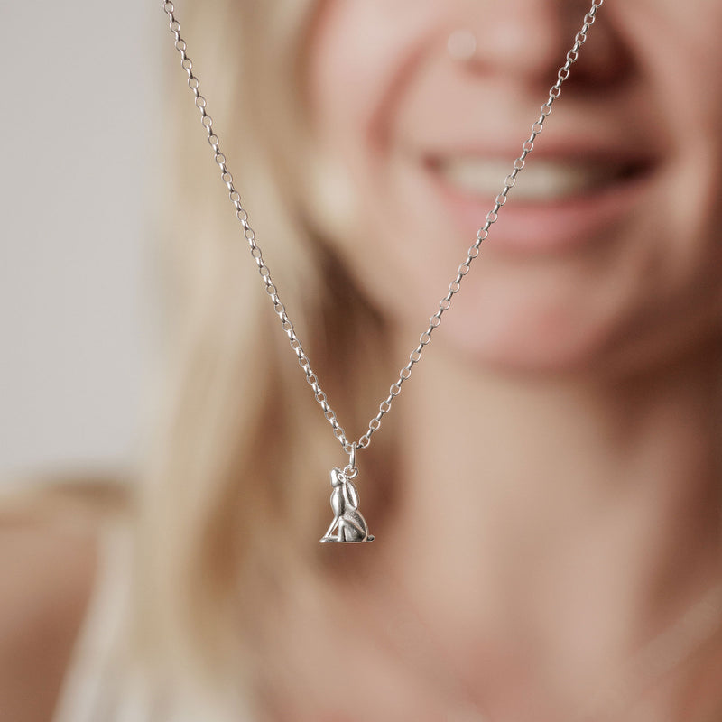 Moongazing Hare Silver Pendant Necklace - Guess How Much I Love You Collection