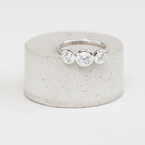 A Classic 3 Stone Contemporary Diamond Ring