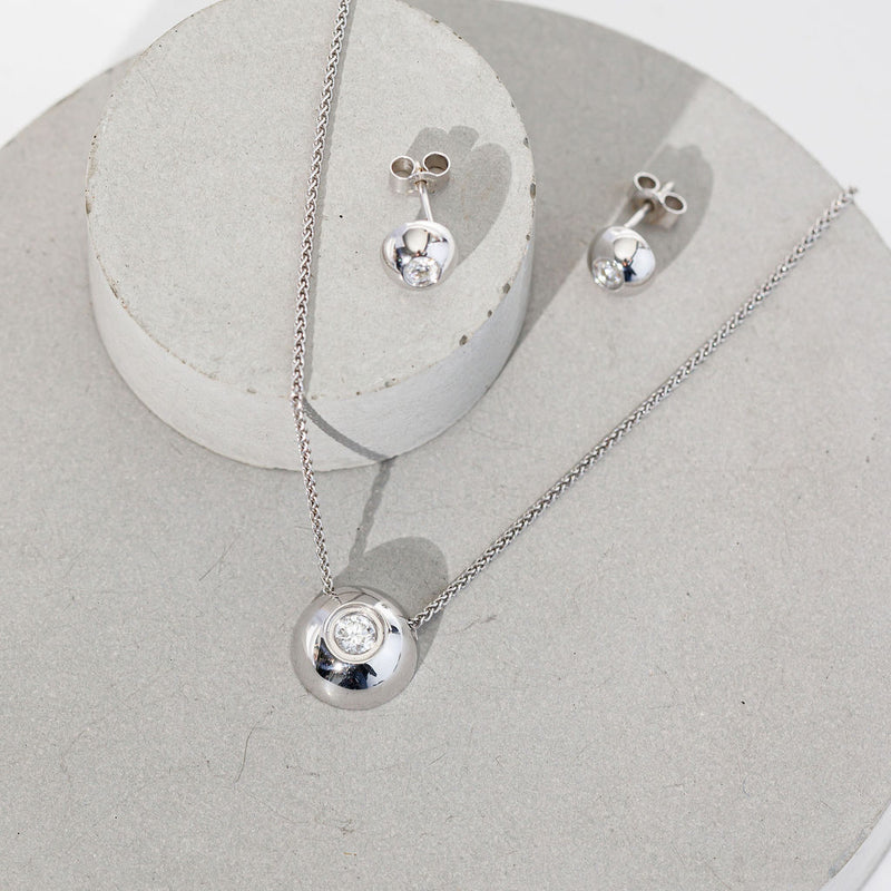 Dotty Solid White Gold Diamond Earrings