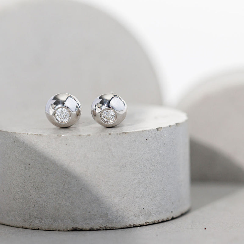 Dotty Solid White Gold Diamond Earrings