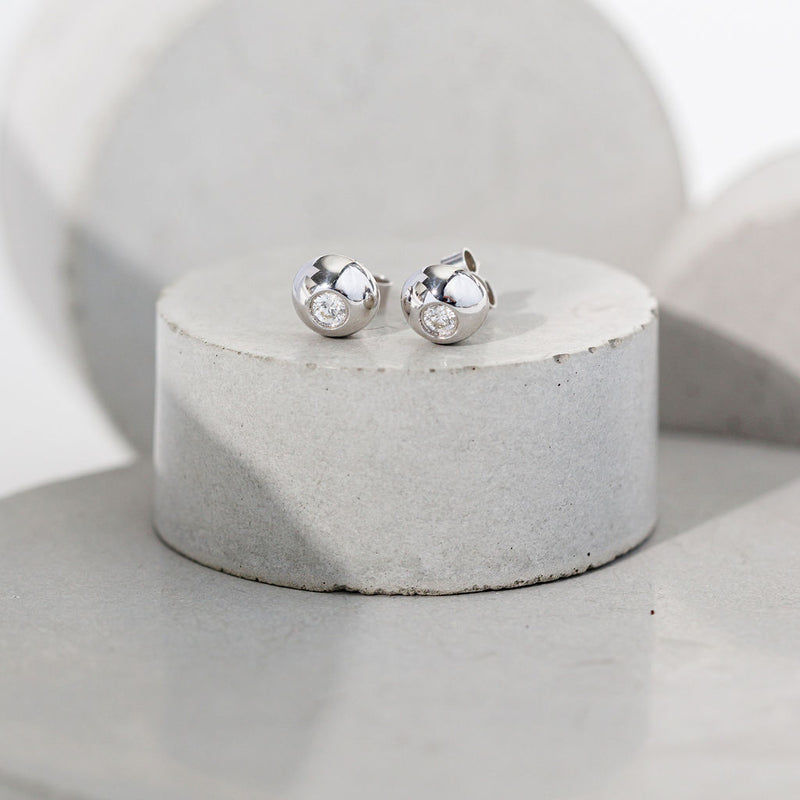 Dotty Solid White Gold Diamond Earrings