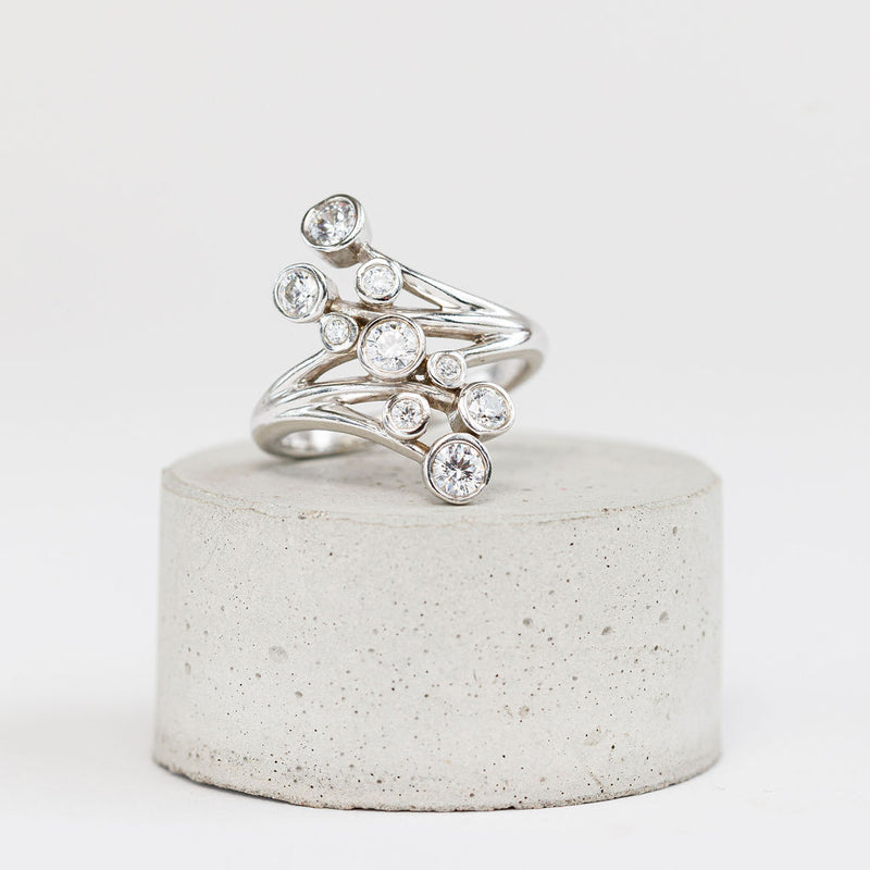 Organic Cocktail Style Diamond Ring